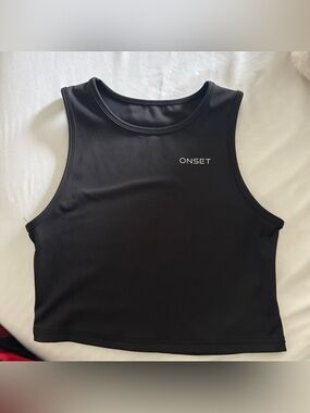 Onset Black Athletic Crop Tank Top
